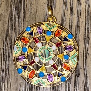 SALE!!! Multi-colored, multi-stone pendant 925 Sterling Silver w/Gold Overlay